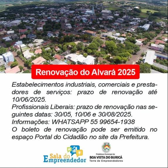Atenção empreendedores de Boa Vista do Buricá: renovação do Alvará de Funcionamento 2025!